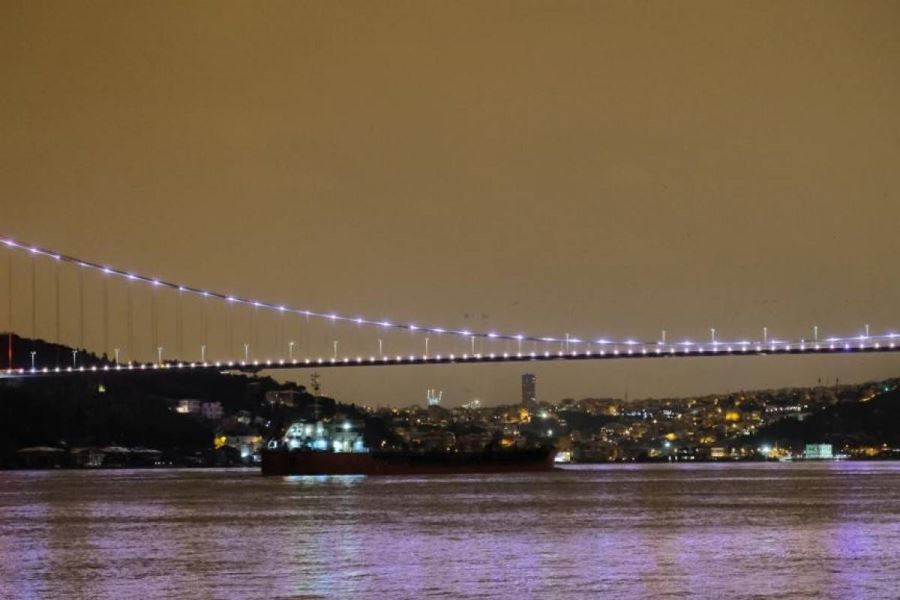 Ayçiçeği yağı yüklü gemi İstanbul Boğazı