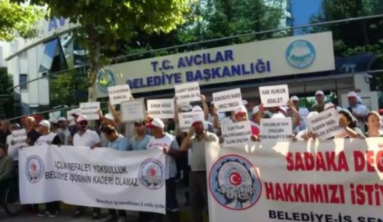 Avcılar Belediyesi önünde işçi eylemi            