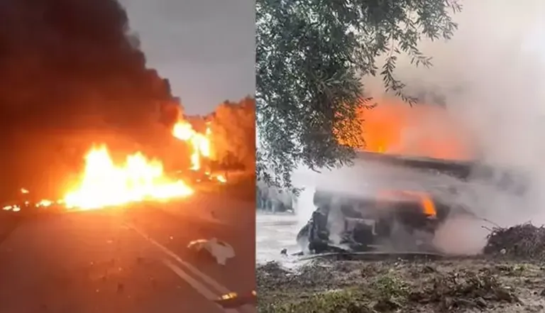 Tanker bomba gibi patladı! Ortalık savaş alanına döndü