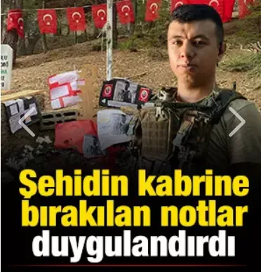 Şehidin kabrine bırakılan notlar duygulandırdı