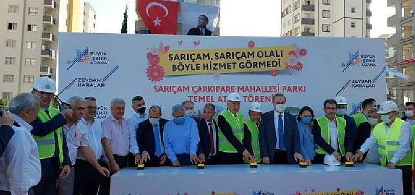 Adana Büyüksehir Belediyesi, Sariçam Çarkipare Mahallesi’nde park ve Ertugrulgazi Mahallesi Akkuyu TOKI’ye çocuk kresi için dügmeye basti.