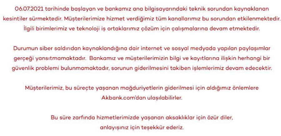 Akbank’ta ana bilgisayarlar çöktü