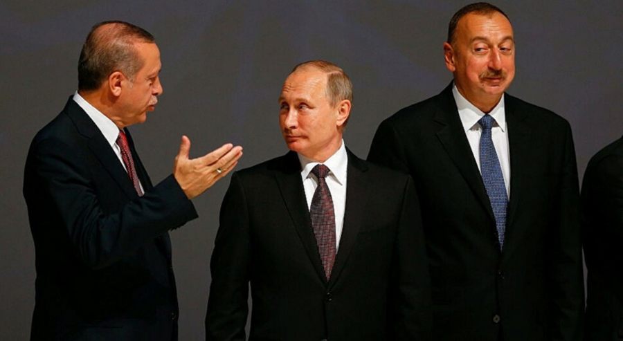 Cumhurbaskani Erdogan, Putin ve Aliyev ile görüstü